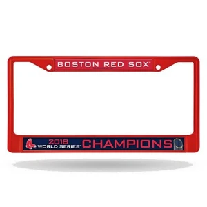 BOSTON RED SOX WORLD SERIES 2018 METAL LICENSE PLATE FRAME RED BASEBALL MLB - Picture 1 of 3
