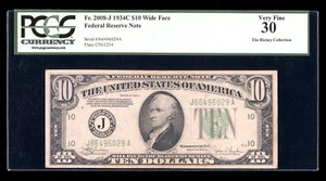 DBR 1934-C $10 FRN Kansas City Fr. 2008-J Wide PCGS 30 Serial J66496029A - Picture 1 of 2