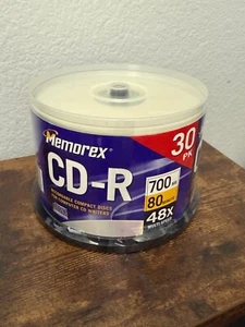 MEMOREX CD-R 30 PK pack Spindle 40X 700MB 80 Minute Blank CDs New - Picture 1 of 3