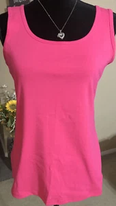 Conjunto Susan Graver/2 camisetas sin mangas de algodón acanaladas-rayas bronceadas/rosa-pequeñas A376588 NUEVO - Imagen 1 de 3