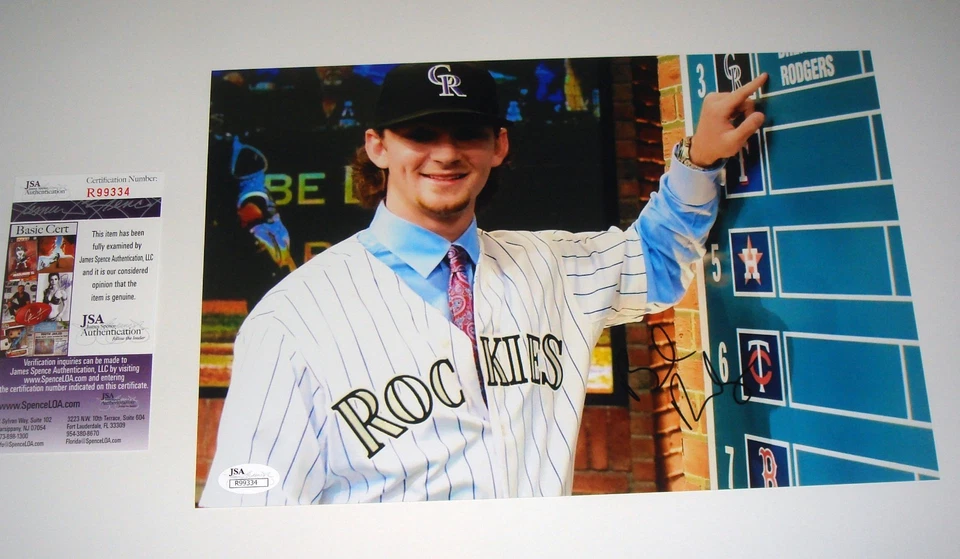 Brendan Rodgers Colorado Rockies Signed Color 8x12 Photo Draft Day JSA CERT - Image 1 of 1