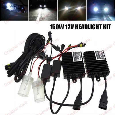 150W 12V Car HID Xenon Headlight Bulb Ballast Kit H1 H3 H4 H7 H8/9/11 9005 9006 - Image 1 of 4