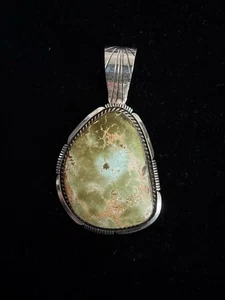 Colgante Navajo Eugene Belone Firmado Hecho a Mano Plata de Ley Royston Turquesa - Imagen 1 de 7