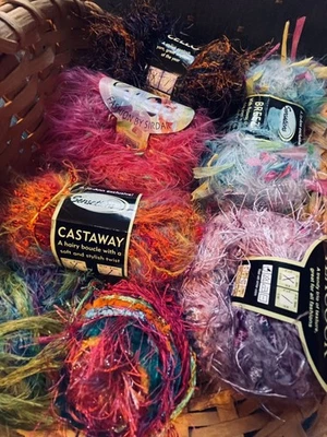 Lot Of Bright Colorful Fun Textured Yarn - 6+ Balls - Image 1 of 4