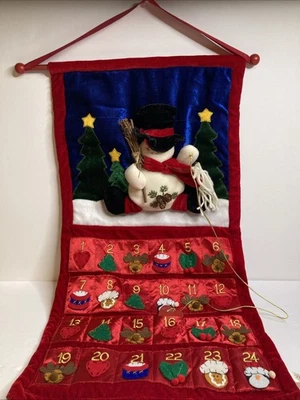 Calendario de Adviento de Navidad vintage muñeco de nieve cuenta regresiva colgante de pared Dan Dee Foto 1 de 4