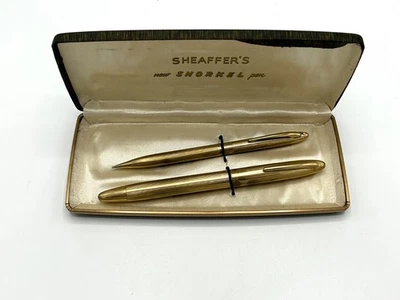 Sheaffer White Dot Triumph Snorkel Fountain Pen & Pencil Gold Filled Set - Image 1 of 4