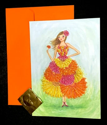 DE COLECCIÓN BELLA PILAR PAPIRO tarjeta en blanco SIN USAR fashionista brillo acento pegatina Foto 1 de 3