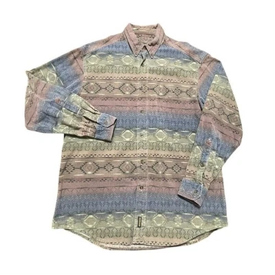 Woolrich VTG Flannel Heavy LS Button Down Shirt Peru Southwestern Aztec XL Men - Image 1 of 4