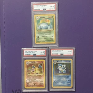 Pokémon Base Set Trio Charizard, Venusaur, Blastoise, PSA 6-8 - Picture 1 of 20