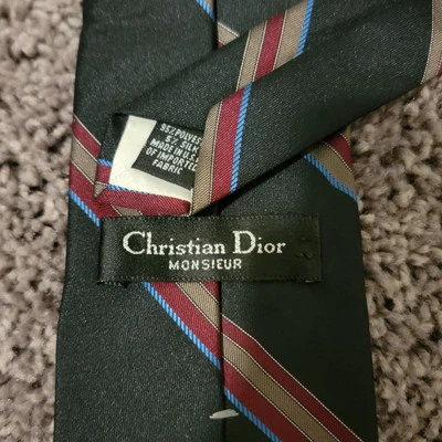Corbata a rayas Christian Dior Monsieur para hombre logotipo retro hecha en EE. UU. Foto 1 de 4