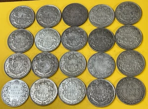 Assorted Early Canada 50 Cents 20 Silver Coins Lot High Value 090125 - Picture 1 of 10