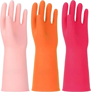 3 Paar Gummi Reinigungshandschuhe Latexfrei Spülhandschuhe - 13" Wiederverwendbar Nitr - Bild 1 von 5