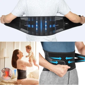 Back Brace for Lower Back Pain Relief Sciatica Breathable Lumbar Support Belt UK - Picture 1 of 14