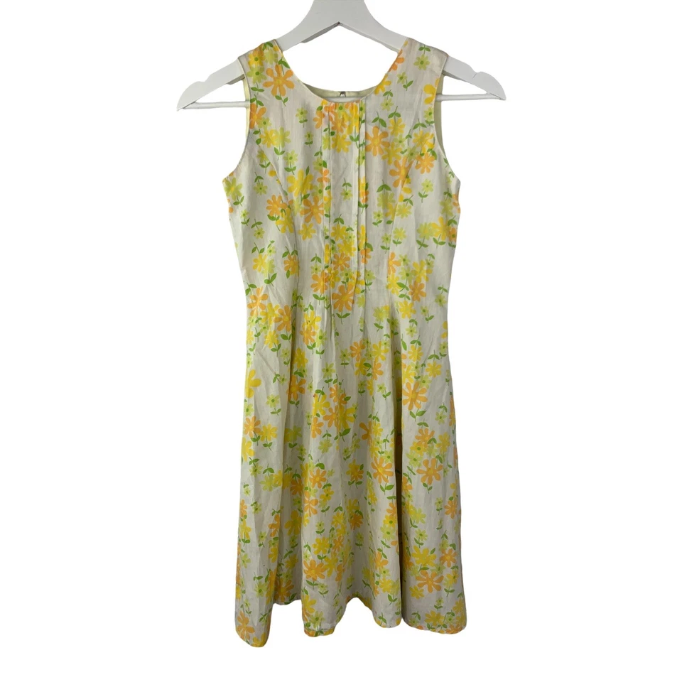 Vestido de Día Vintage Años 70 60 Pradera Niñas M 8 Mod Amarillo Flower Power Hippy Niño  Foto 1 de 4