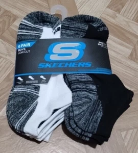 Skechers Boys Low Cut Socks 6 Pair Size 4-6 White/Black Brand New - Picture 1 of 2
