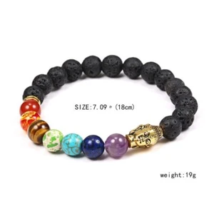 Wholesale 7 Chakra Bracelet Healing Beaded Natural Lava Stone Bangle Yoga Women - Picture 1 of 51