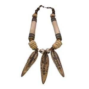 Dramatische ethnische Halskette äthiopische Knochenamulette/Talismane Knochen/Holzperlen - Bild 1 von 8