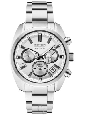 SEIKO ASTRON GPS SOLAR SILVER DIAL DUAL-TIME SSH047 - Image 1 of 4