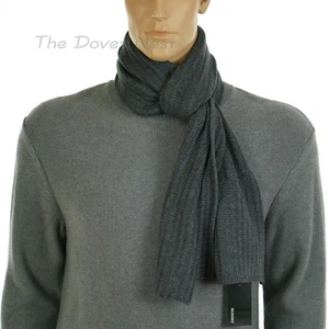 MURANO Men's CHARCOAL GRAY Ribbed WINTER SCARF Luxury Fabric Blend RECTANGLE - Picture 1 of 8