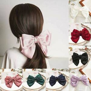 Big Bow Hair Clip Satin Barrette Hairpin Solid Color Ponytail Hair Accessories