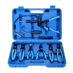 9PC Auto Fuel Hose Clamp Pliers Long Reach Wire Spring Hose Clamp Remover Tool - Picture 1 of 9