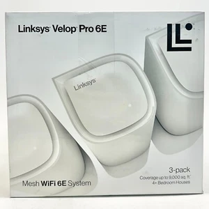 Linksys Velop Pro 6E 5.4 Gbps Tri-Band WiFi Mesh System - White (MX6203) - Picture 1 of 3