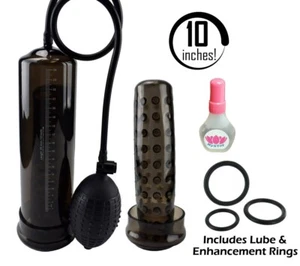 MyXToy® 10"  Premium male-enhancement XL penis-pump w/ 3pc cock ring Set & Lube - Picture 1 of 9