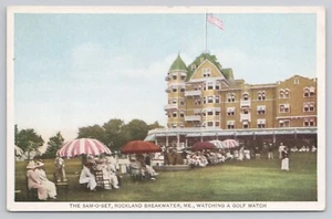 postcard ROCKLAND BREAKWATER MAINE watching Golf The Sam-O-Set Rockport 1915-30 - Picture 1 of 2