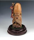 Vintage Chinese Large Carved Wood Immortal Scholar Sculpture