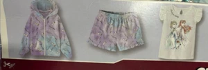 DISNEY FROZEN 3 PIECE SET SWEATER/SHORT/T-SHIRT(PASTEL MULTI 7)NWT - Picture 1 of 6