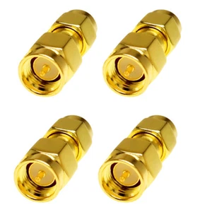 4x Gold Plated SMA Male (male pin) to SMA Male (Female pin) Joiner Jack Adapter - Picture 1 of 3