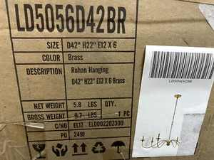 Elegant Lighting LD5056D42 Rohan 6 Light 42"W Taper Candle Style - Brass - Picture 1 of 3