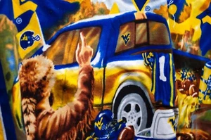 Large West Virgina Mountaineers Fleece Blanket Image of Truck Tailgate & WV Fan - Picture 1 of 8