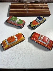 4x Vintage Gtp Tin Plate Toy Cars Monte Carlo Rally Police Fire Chief And Taxi - Picture 1 of 22
