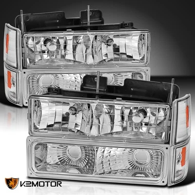 Fits 94-98 GMC C/K 1500 2500 Sierra Yukon Suburban Headlights+Bumper+Corner Lamp Foto 1 de 4