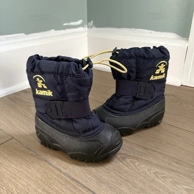 Kamik Rocket 学步儿童男孩雪地靴海军蓝 6 码 — 第 1/4 张图片