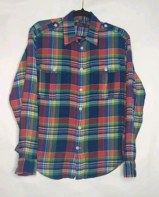 Polo Ralph Lauren Women Button Up Down Shirt Sz Large Madras Plaid Long Sleeve - Image 1 of 4