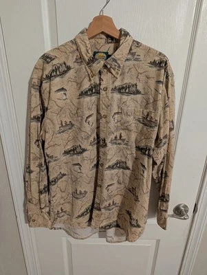 Cabela's Men's Fishing Camping  Print Button-Down Shirt Long Sleeve Casual Wear  - Image 1 of 3