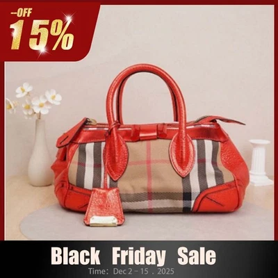 Auténtico bolso Burberry Prorsum The Blaze Series Haymarket Check y cuero rojo Foto 1 de 4