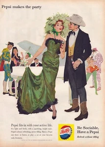 1960 Pepsi Cola Print Ad Halloween Party Costumes Be Sociable - Picture 1 of 1