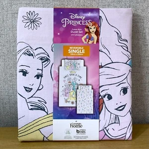 Disney Princess Single Duvet Cover Set Belle Ariel Tiana Rapunzel Cinderella NEW - Picture 1 of 13