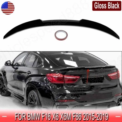 For 2015-2019 BMW X6 F16 Gloss Black M4 Style Rear Roof Trunk Spoiler Wing Lip Foto 1 de 4