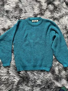 Vintage 80 90er Le Tigre Herren Aqua blau Rundhalsausschnitt Strick Pullover PULLOVER USA XL - Bild 1 von 5