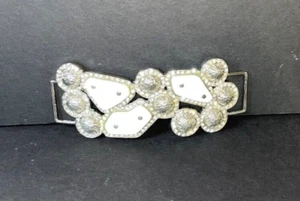 Belt Buckle Silver Tone Two Loops Rhinestone & Plastic Gems Will Fit 1 inch Belt - Picture 1 of 7