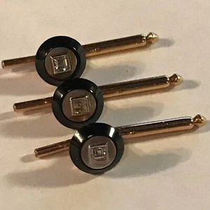 Vintage 14K Gold, Platin, Jet und Diamant 3-teiliges Smokingshirt Nieten Set - Bild 1 von 7
