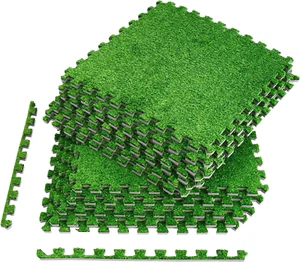 Grass Tiles Interlocking Grass Mat– Soft Artificial Carpet Grass Turf – - Picture 1 of 12