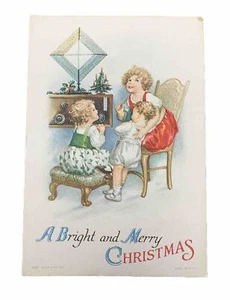 Ellen Clapsaddle Wolf & Co. ~ Children Transistor Radio Christmas Scarce Card - Picture 1 of 4