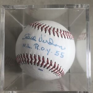 Bill Virdon signed autograph baseball  inscription “NL R.O.Y 55” with Case