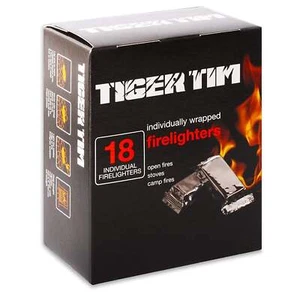 Tiger Tim Individual Sachet Firelighters 18pk Fire Stove BBQ Camping Garden Home - Picture 1 of 2
