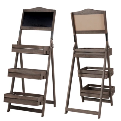 Holzregal mit Tafel Kaufladen Blumentreppe Aufsteller Kräuterregal Ständer Holz